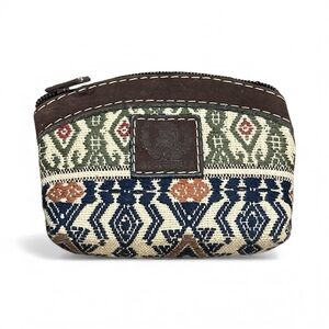 Guatemalan leather and huipile change purse